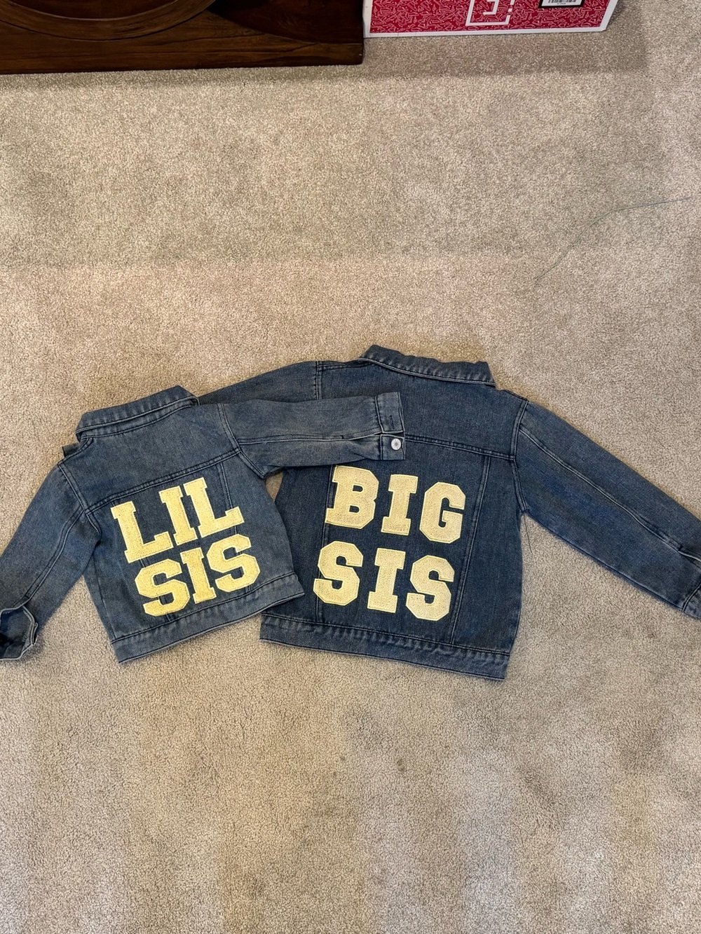 Girls' Blue Denim 'Big Sis / Lil Sis' Matching Jacket Set (6-12 mo. & 4-5 years)